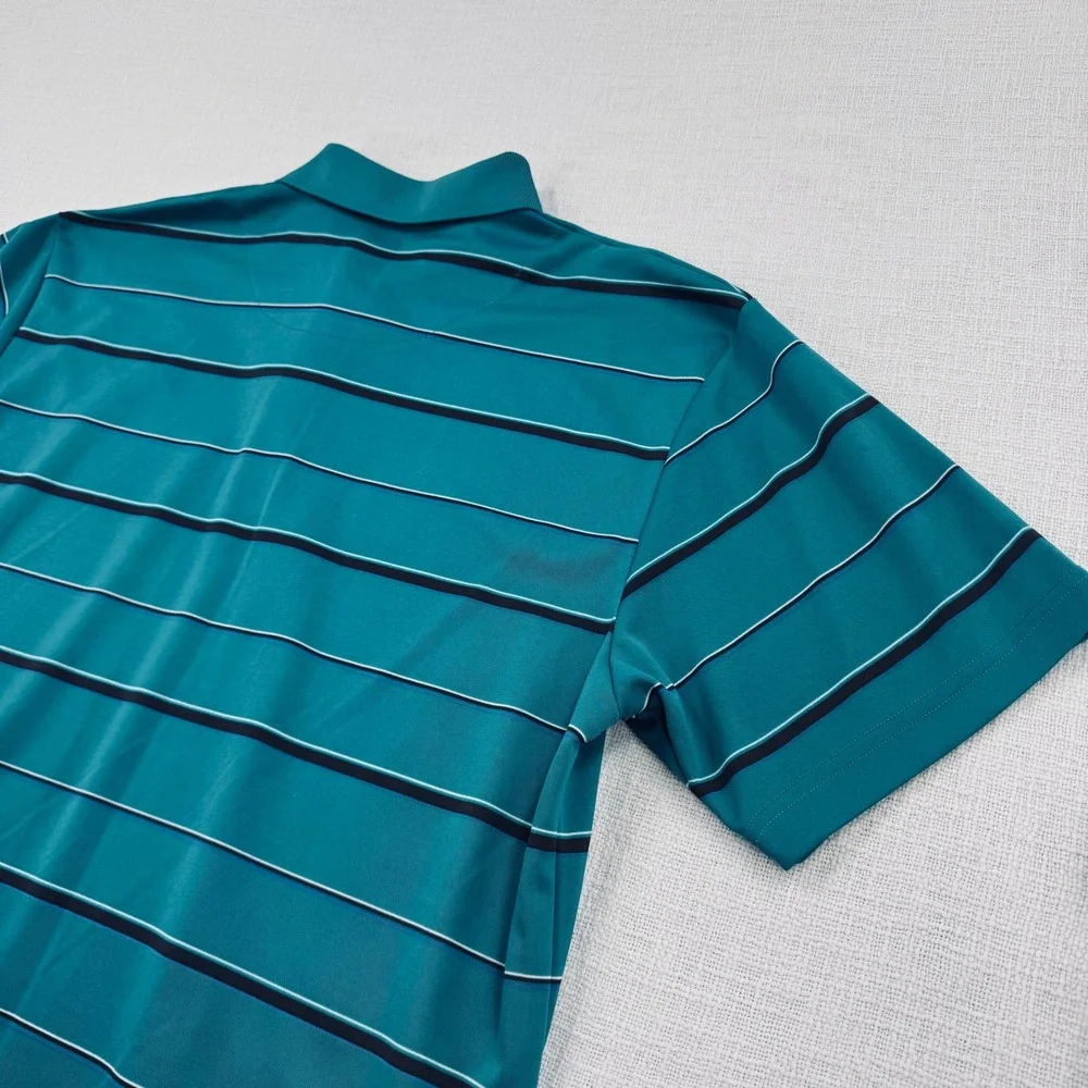 Ben Hogan Performance Golf‎ Polo Shirt Mens XL Teal Blue Striped Short Sleeve